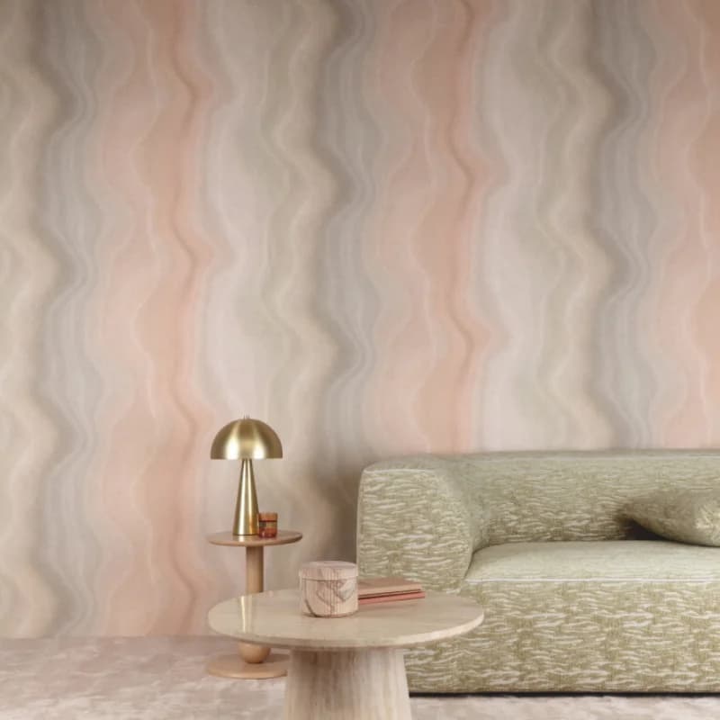 Papel de parede ondas rose instalado em sala em Itatiba SP