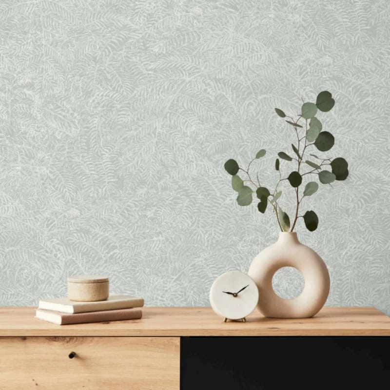 Papel de parede samambaia cinza sala Itatiba